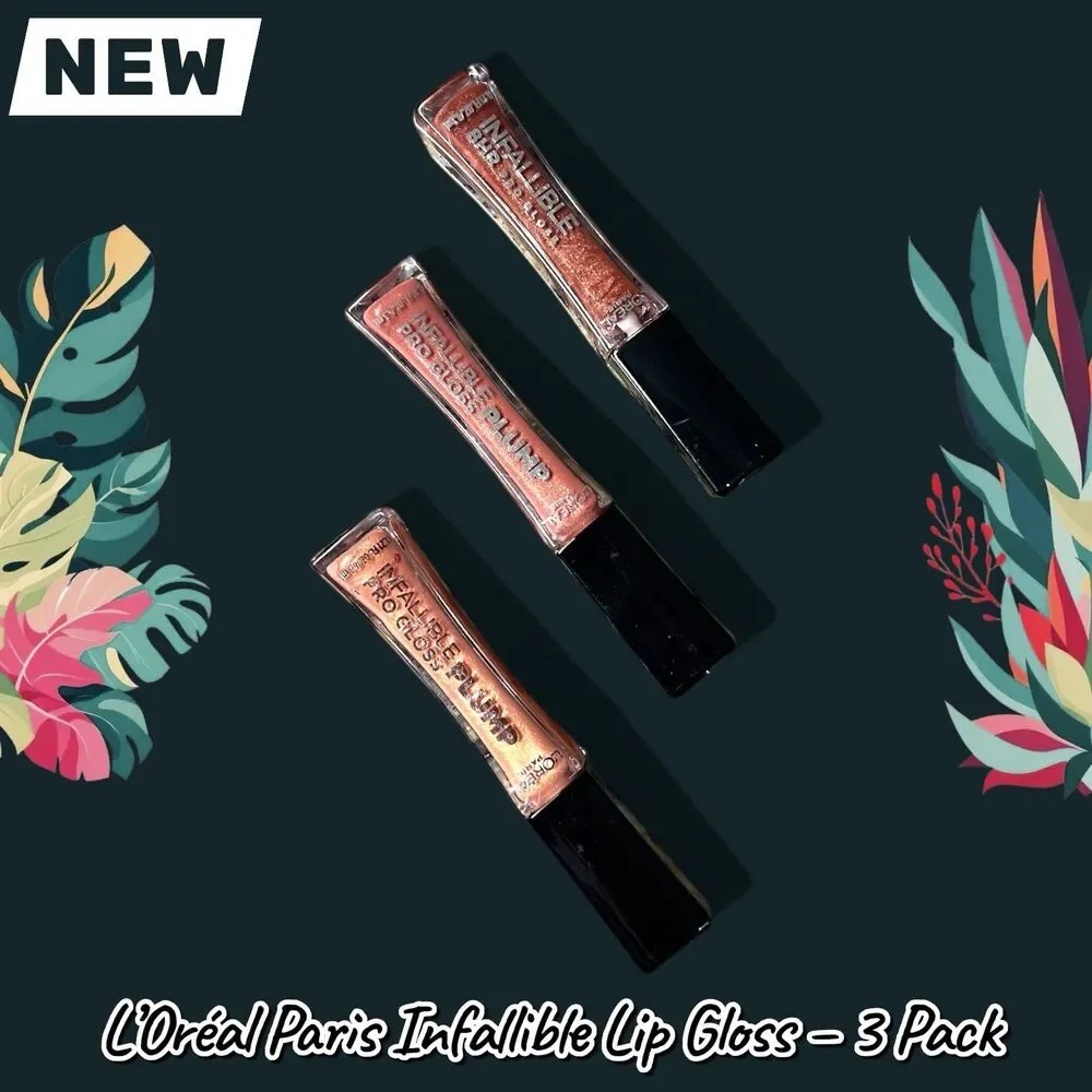 L’Oréal Paris Infallible Plump Pro Gloss – 3-Piece Set (NWT, Full Size)